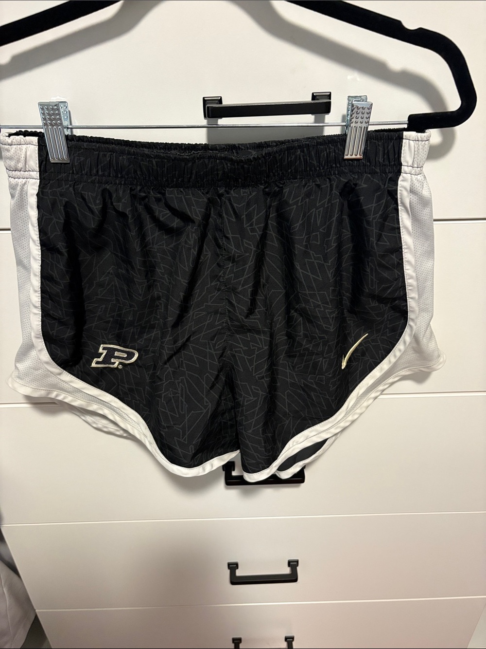Purdue Black Athletic Running Shorts with White Trim